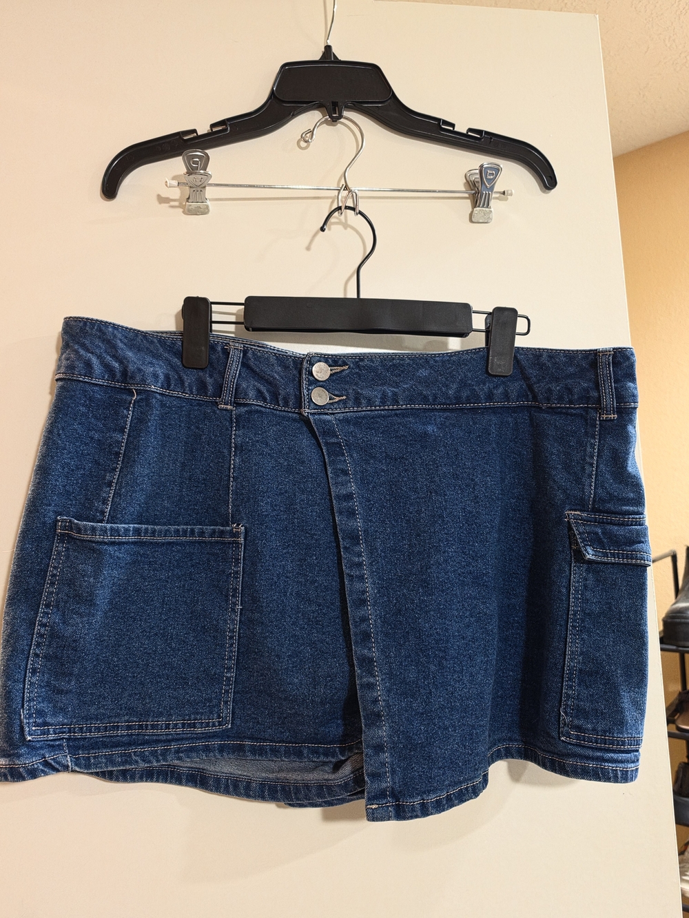No Boundaries Dark Blue Denim Utility Skort